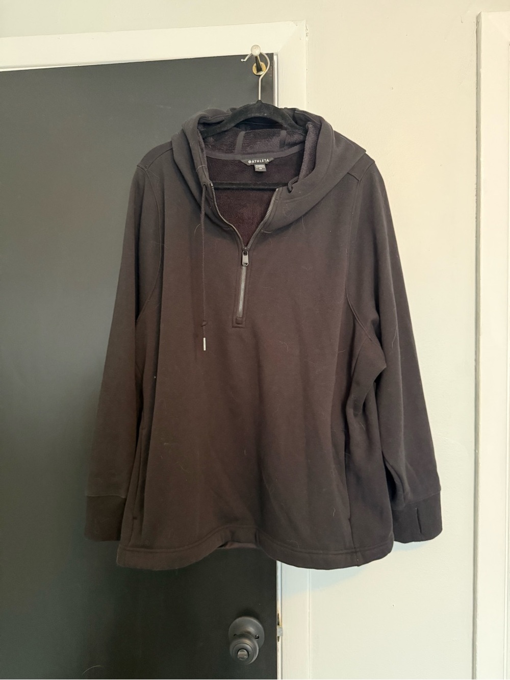 Athleta Black Half-Zip Hoodie Sweatshirt
